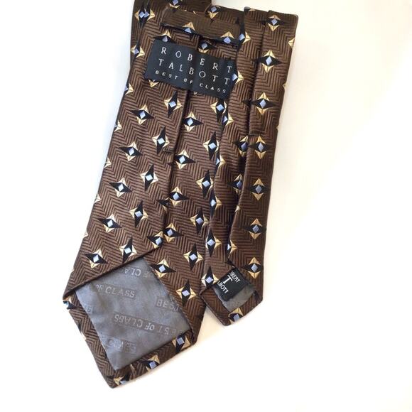 Robert Talbott Best of Class Woven Silk Brown & Blue Men's Tie - Picture 4 of 5